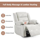 Ketaiyou Swivel Rocking Recliner Chair with Massage and Heat,Oversized Rocker Recliner for Adults, Upholstered Fabric Reclining Single Sofa Chair for Living Room,Nursery (Beige) Ketaiyou