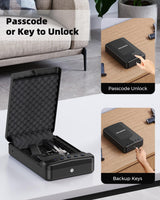 HOLEWOR Pistol Safe Car Gun Safe Small Handgun Safe Quick Release Portable Keypad Gun Lock Box for Nightstand, Bedside, Vehicle Under Seat, Drawer HOLEWOR