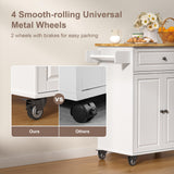 Gizoon White Kitchen Island Cart with Adjustable Shelves, Drawer, and Movable Wheels Gizoon