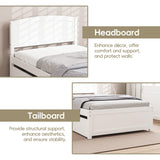 Callales Twin Trundle Bed, Solid Wooden Pull Out Bedframe, Extendable Day Bed with Headboard and Soild Wood Slats Support, Bedroom, Living Room, Guest Room, No Box Spring Needed (White) Callales