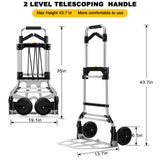 330 LB Capacity Folding Hand Truck Dolly Cart, Portable Aluminum Dolly Cart with Telescoping Handle and Rubber Wheels for Moving,Shopping,Travel,Office Use LEVORY J