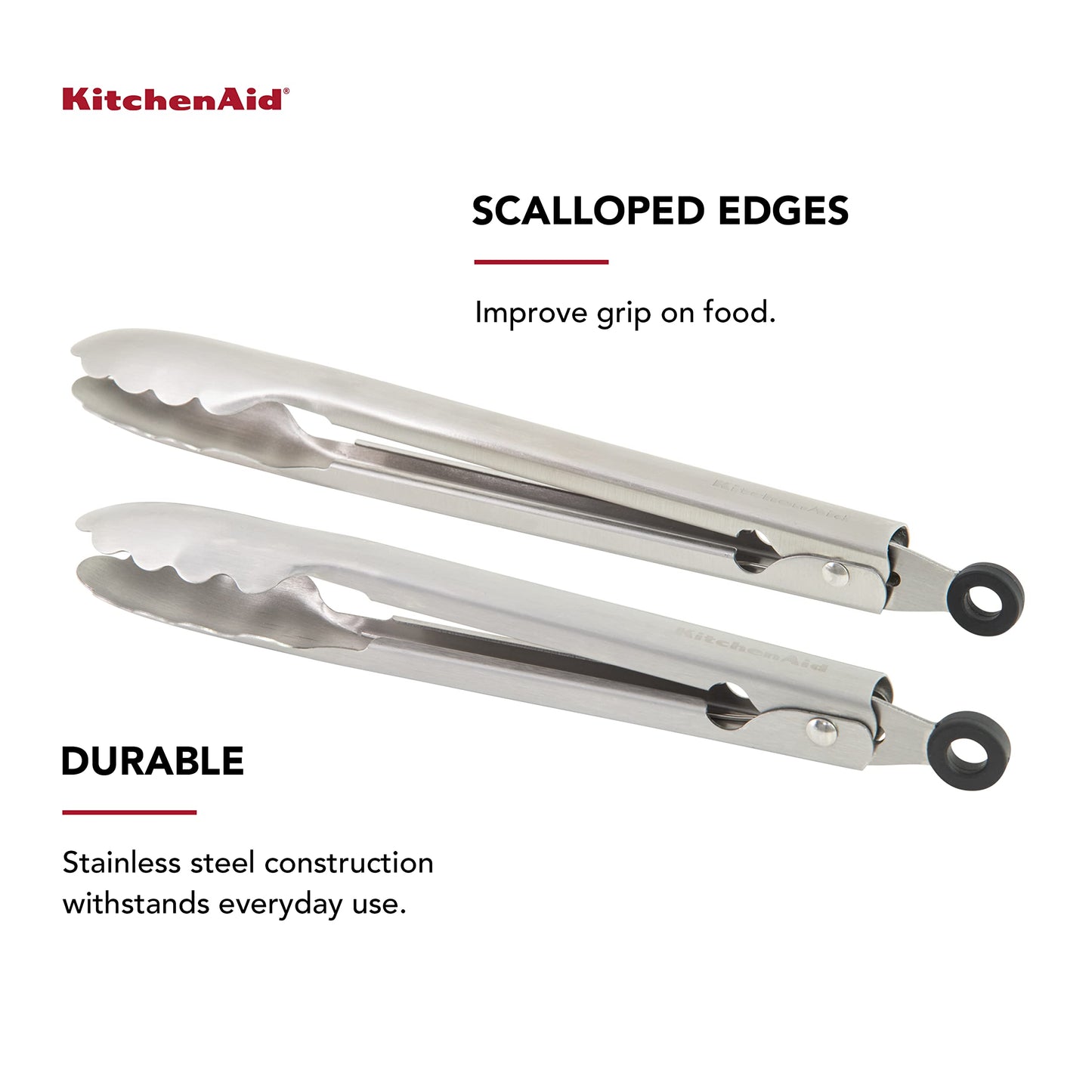 KitchenAid Universal Utility and Serving Stainless Steel Kitchen Tongs, Set of 2