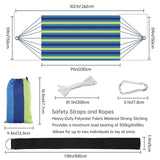 Double Brazilian Hammock 2 Person Canvas Cotton Fabric Hammock with Trees Strap for Patio Garden Balcony Porch Backyard Outdoor and Indoor STEGTA