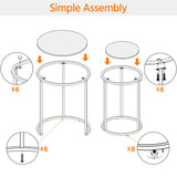 Yaheetech Round Nesting Side Table Stacking Coffee Table, Set of 2 Circular End Tables w/Metal Frame & Tempered Glass Top & Protective Foot Pads for Small Space Living Room Office, Mustard Gold Yaheetech