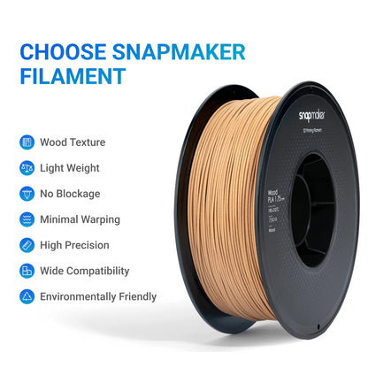 Snapmaker Filament PLA 1.75 mm, PLA Filament Wood Filament for 3D Printers, -0.05mm 0.75kg /Spool, Wood-Like Color - WoodArtSupply