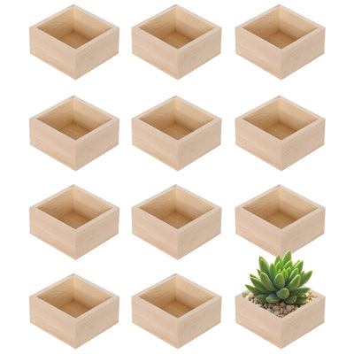 Voittozege 12-Pack Unfinished Wooden Storage Boxes, 4x4x2 inches, Natural Poplar, Square, Flip Top, DIY