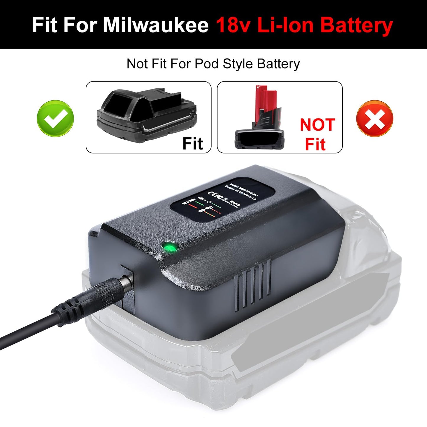 Battery Charger for Milwaukee 18V M18 Lithium Battery,Tool Replacement Rapid Charger Base for M18 Battery - WoodArtSupply