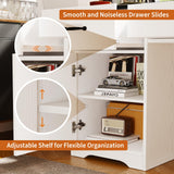 MaverickFurni White Desk with Drawers, Farmhouse Computer Desk with Drawers and Cabinet, 48 Inch Rustic Executive Office Desk for Home Office and Study MaverickFurni