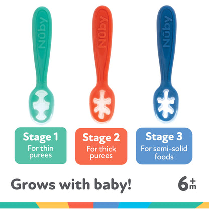 Nuby Baby's First Spoons Set - (3-Pack) Feeding Utensils for Babies - 6+ Months