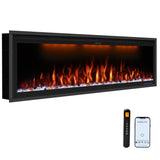Benrocks 60'' WiFi- Enabled Electric Fireplace Inserts - Alexa & App Control, Slim Recessed & Wall Mounted, 13 * 13 * 3 Flame Color Combinations, 750W/1500W, Black Benrocks