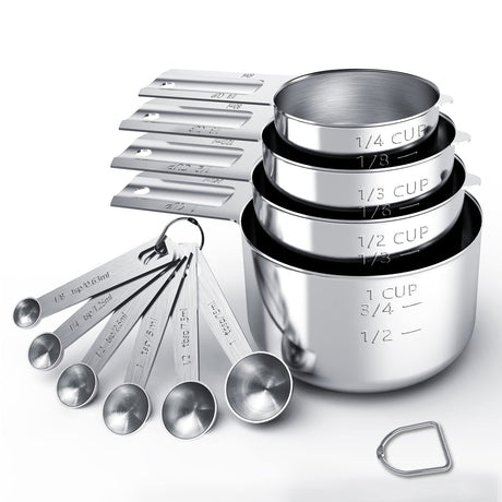 TILUCK Stainless Steel Measuring Cups & Spoons Set, Cups and Spoons,Kitchen Gadgets for Cooking & Baking (Medium) TILUCK