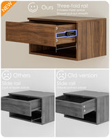 Floating Nightstand, Small Modern Floating Nightstand with Drawer, Floating Shelves for Bedroom, Bathroom (Brown Walnut) Aienvey