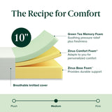 ZINUS 10 Inch Green Tea Memory Foam Mattress [New Version], Twin, Fiberglass free, Medium Firm Feel, Zoned Pressure Relief, Certified Safe Foams & Fabric, Mattress in A Box Zinus