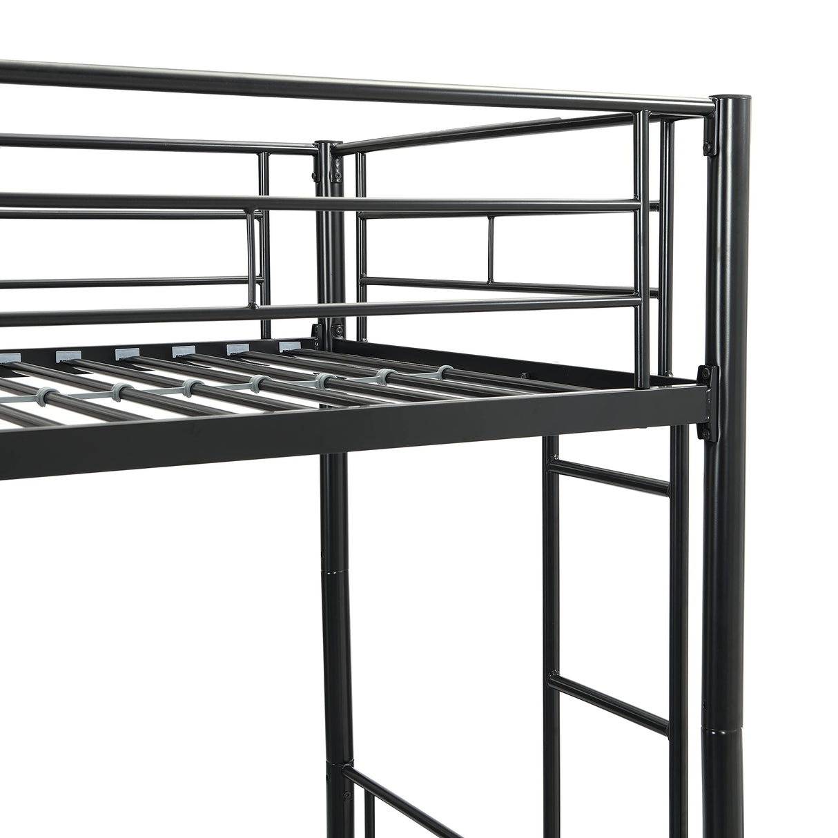 EMKK Twin Over Twin Bunk Bed with Trundle,Metal Triple Bunk Beds w/Two Side Ladders & Safety Guard Rail,3 in 1 Bunk Beds for Kids Teens, No Box Spring Needed Metal Bunkbed,Can be Divided Into Two Beds EMKK