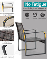 Bezseller 3 Piece Outdoor Patio Furniture Set, Patio Bistro Set Wicker Conversation Set, Modern Rattan Chair with Glass Coffee Table for Backyard, Porches, Poolside, Lawn and Balcony Bezseller