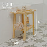 Bamboo Shower Bench for Inside Shower – Waterproof Bathroom Spa Seat with Shelf, Hooks & Soap Tray – Wood Shower Stool for Shaving, Sauna, or Small Bathroom – Walnut ATALIA