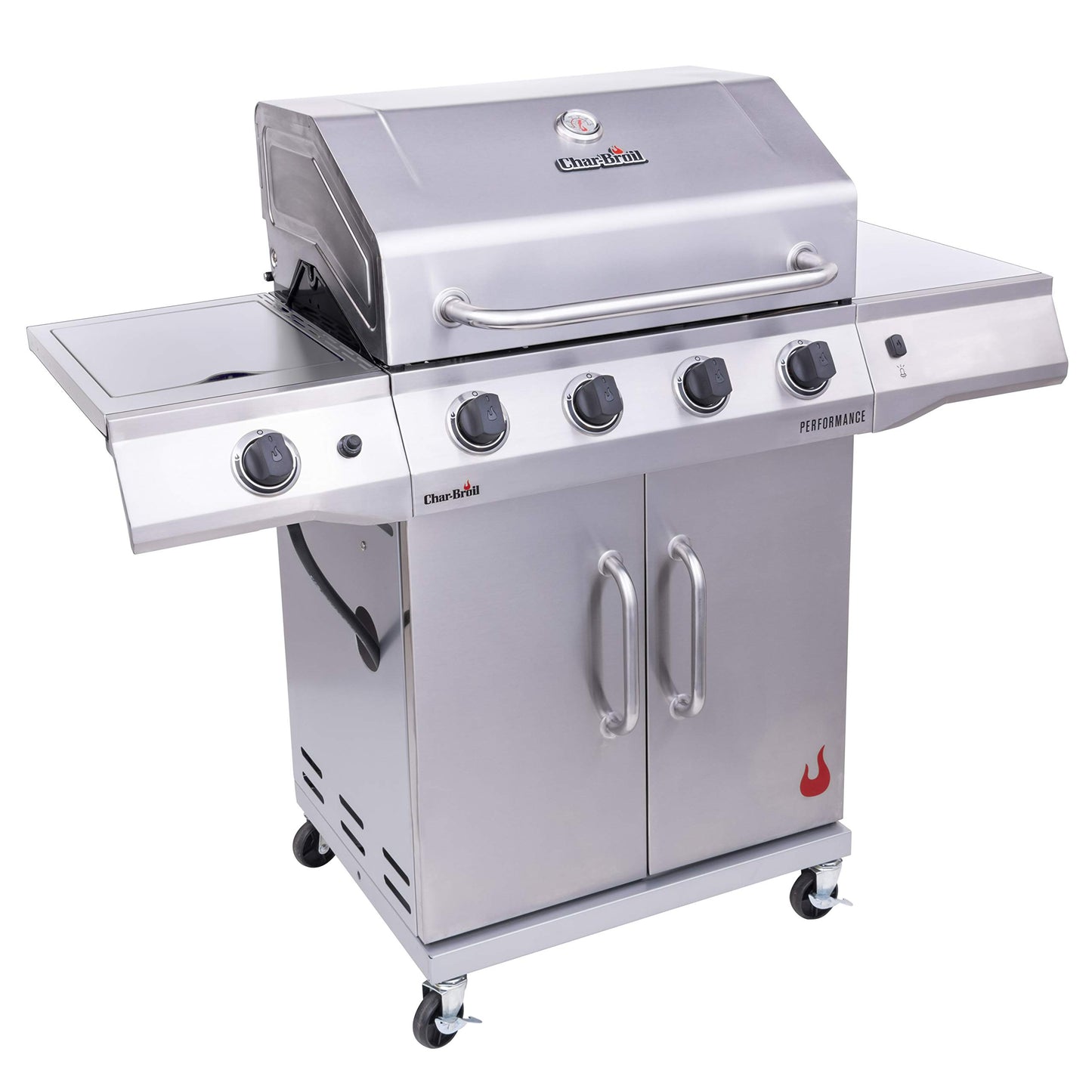 Charbroil Performance Series Convective 4-Burner with Side Burner Cabinet Propane Gas Grill, Stainless Steel - 463354021