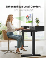 Marsail Electric Standing Desk with Drawers, 48 x 24 Inch Stand Up Desk with Glass Monitor Stand, Height Adjustable Desk with Drawers for Home & Office, 4 Preset Heights, Black Walnut Marsail