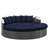 Modway Sojourn Outdoor Patio Sunbrella Sectional Daybed with Canopy in Canvas Navy Modway
