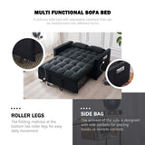 ECHINGLE Sleeper Sofa Bed, 3-in-1 Velvet Pull Out Couch with Armrests, Storage Pockets and 2 Pillows, Adjustable Backrest, Sofa Bed Couch for Living Room, Bedroom(Black) ECHINGLE
