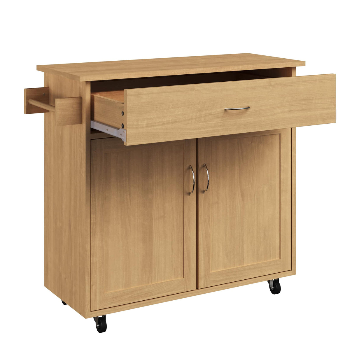 Lavish Home Kitchen Island with Spice Rack and Storage Cabinet - Rolling Cart with Drawers to Use as Coffee Bar, Microwave Stand, or Storage (Oak) Lavish Home