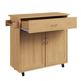 Lavish Home Kitchen Island with Spice Rack and Storage Cabinet - Rolling Cart with Drawers to Use as Coffee Bar, Microwave Stand, or Storage (Oak) Lavish Home