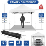 Tooluck 10x10 Pop up Canopy Commercial Heavy Duty Canopy Tent with 4 sidewalls Easy Up Outdoor Party Tent Instant Canopy All Season Windproof & Waterproof Gazebo with Roller Bag,White(Frame Thickened) Tooluck