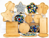 Lanyani 10pcs Wooden Assorted Shapes Mosaic Bases for DIY Mosaic Coaster Kit, with Wooden Surface for Handcrafted Glass Mosaic Tiles Crafts for Adults and Kids Lanyani