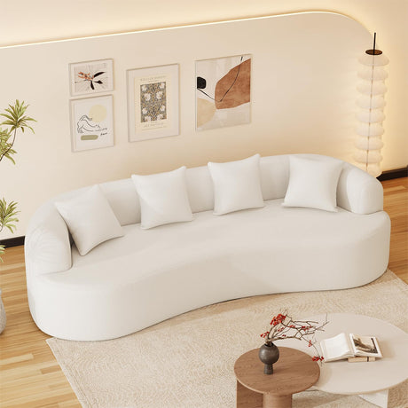 ONEMMLION Curved Sofa Sectional Couch for Living Room, 114" Modern Oversized Boneless Cloud Couch, Comfy Luxury Plush Chenille 4 Seater Memory Foam Sofa Deep Seat Couches, Cream White ONEMMLION