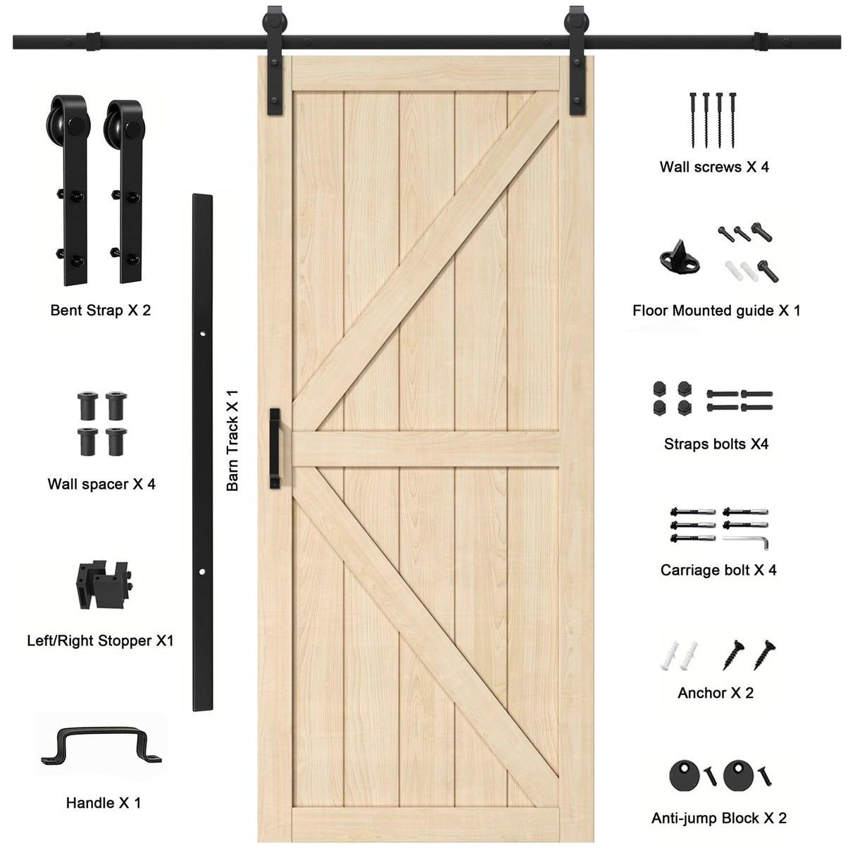 ARK DESIGN 36 x 84 Inch Barn Door with 7FT Sliding Barn Door Hardware Kit Included, Solid Wood DIY Dyeing Sliding Door, Pre-Drilled, Simple Assembly Required ARK DESIGN