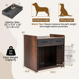 Giantex Dog Crate Furniture - Wooden Dog Cage End Table with 2 Storage Drawers, Latched Door, Pet House Dog Kennel Indoor for Small Dogs, Furniture-Style Dog Crate Side Table, Brown Giantex