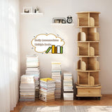 anwickjeff 6 Tier Rotating Bookshelf Tower, 360°Round Spinning Bookshelf with Drawers and Wheels, Small White Rotating Bookcase for Bedroom,Living Room,Office (Oak, 6 Tier) anwickjeff