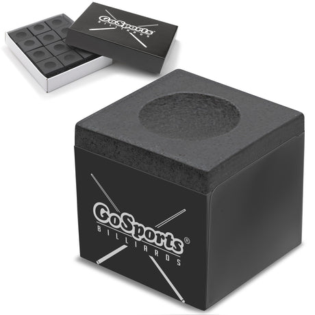 GoSports Premium Pool Cue Chalk Cube 12 Pack - Black Billiards Pool Stick Chalk GoSports