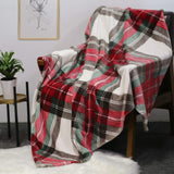 HOMRITAR Ultra Soft Throw Blanket with Plaid, Cozy Flannel Fleece Luxury Blanket for Bed, Sofa and Couch (50 x 60 inch, Red) HOMRITAR
