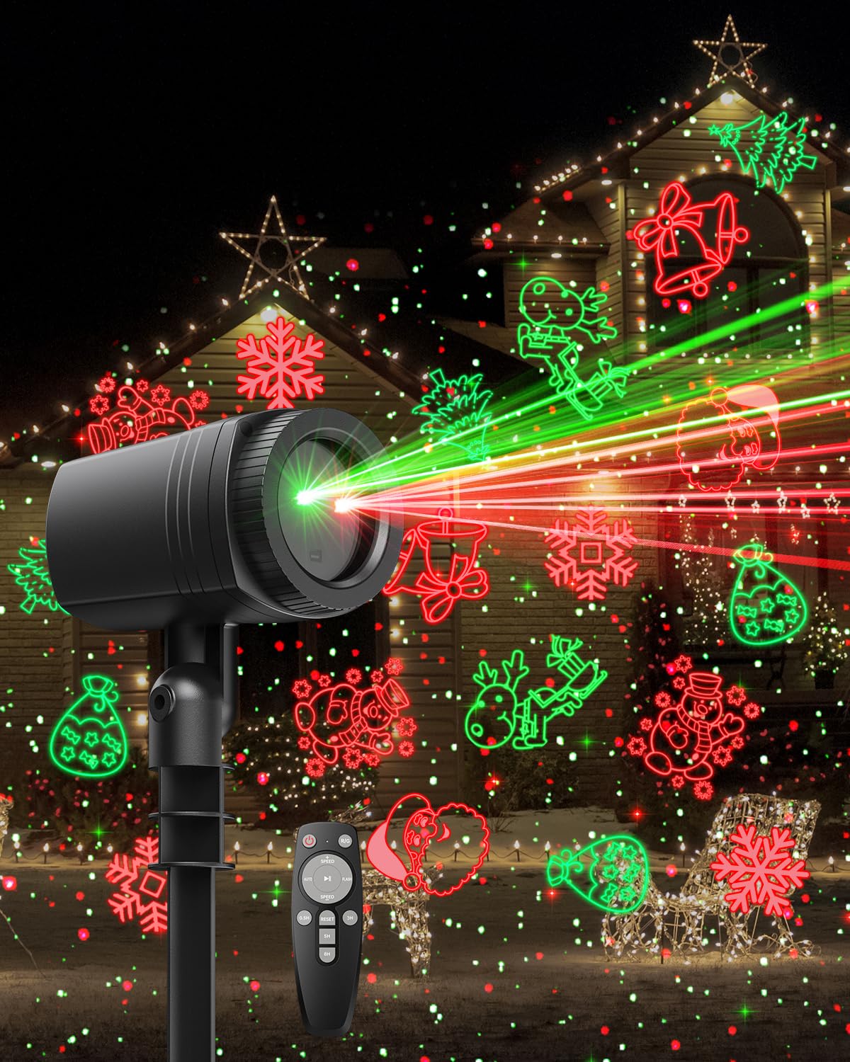 Enjoyedled Christmas Projector Lights Outdoor, 9 High-Definition Patte ...