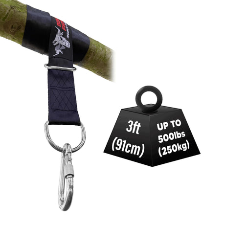 BULL DOZA FIGHT WEAR Boxing Punch Bag Strap/Sling – Heavy Duty Bag Hanger with 9mm Steel Screw Lock Carabiner – Durable Reinforced Stitching with 500lbs Bag Holding Capacity Strap Mount Black 3 Sizes BULL DOZA FIGHT WEAR