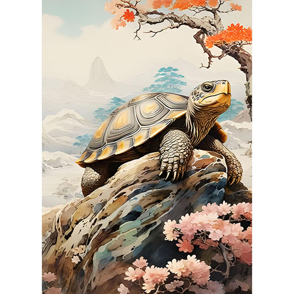 SENQAO Sea Turtle Diamond Painting Kits for Adults Beginners - 5D Animal Full Drill Round Diamond Art Kits Flower Tree Diamond Dots Paintings with Diamonds Gem Art Picture Crafts Home Decor 30x40cm SENQAO