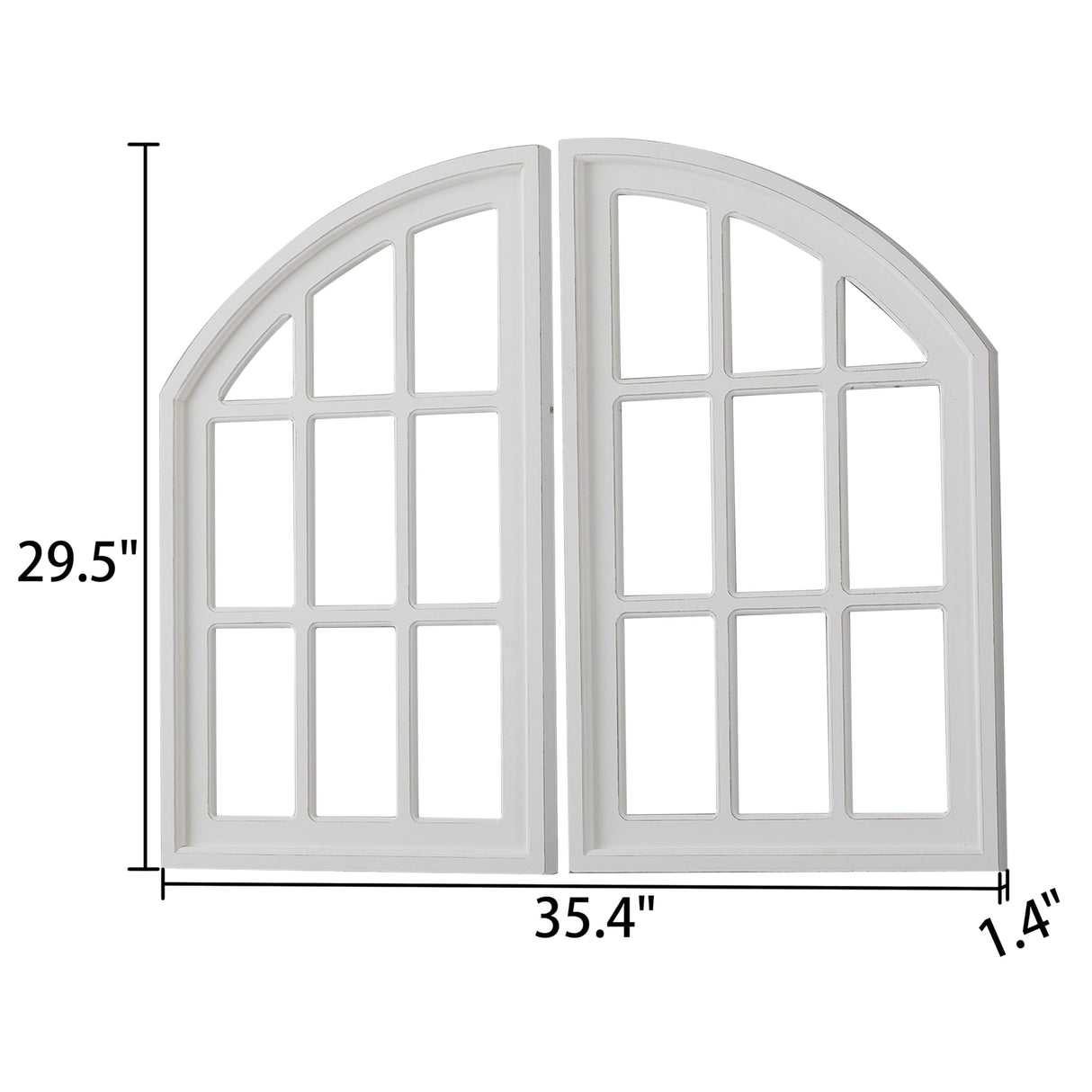 Sintosin Rustic Arch Window Frame Wall Decor 30 X 36 Inch, Set of 2 Wall Hanging Distressed White Farmhouse Window Frame, Handmade Wooden Window Pane for Living Room Entryway Sintosin