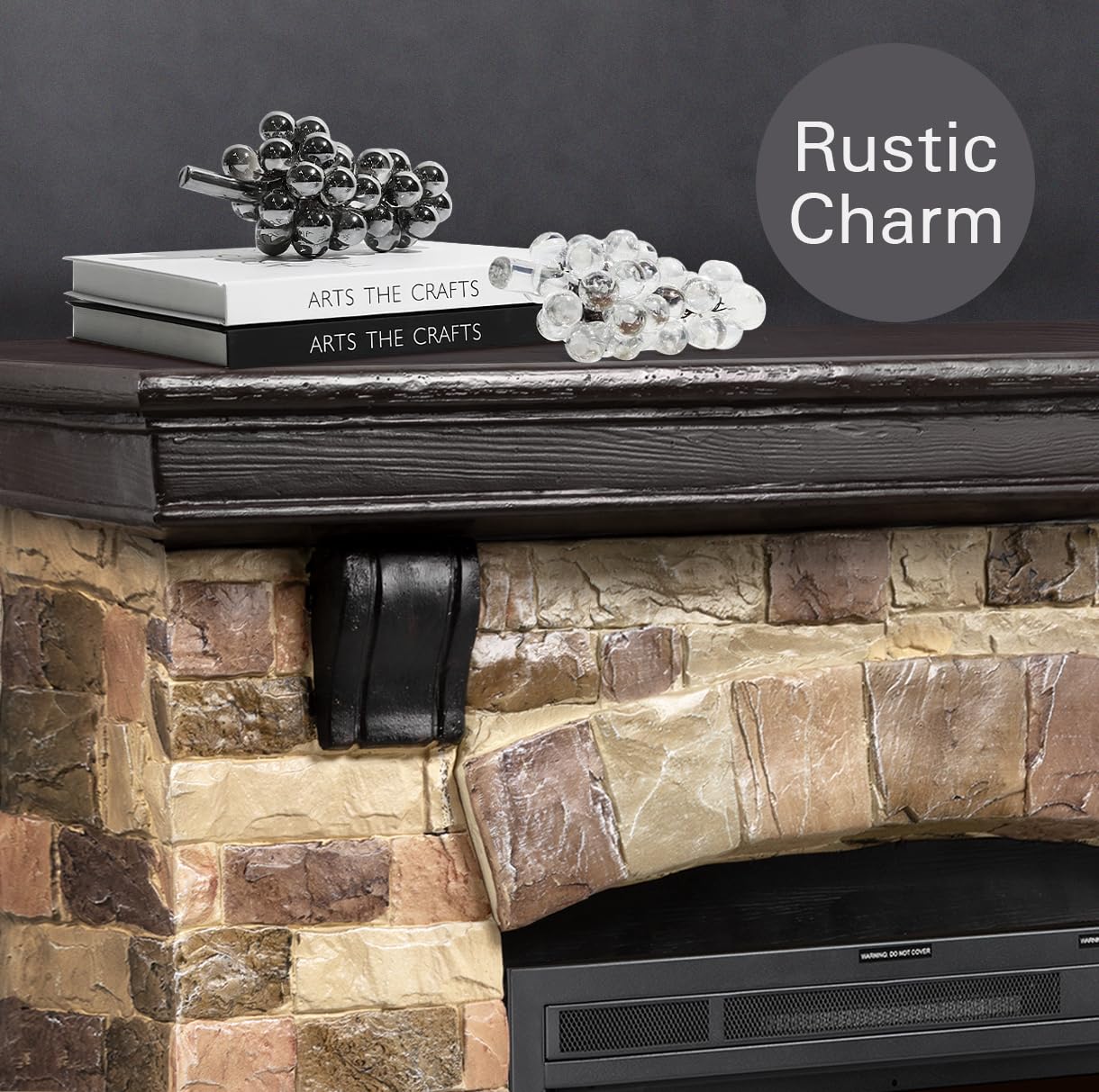 R.W.FLAME Electric Fireplace Mantel Package, 48 inch Freestanding Stone Fireplace Heater TV Stand with Remote Control, 7 Flame Brightness Settings, 750W/1500W,New