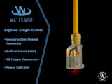 10 ft - 12 Gauge Heavy Duty Extension Cord - Lighted SJTW - Indoor/Outdoor Extension Cord by Watt's Wire - 10' 12-Gauge Grounded 15 Amp Extension Cord Splitter Watt's Wire