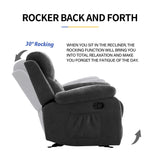 Sftaiyou Manual Rocker Recliner Massage Chair for Adults,Overstuffed Glider Rocking Recliner Fabric Chair for Living Room,Upholstered Soft Reclining Chair with Side Pocket (Dark Grey) Sftaiyou