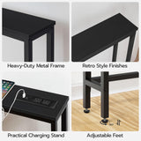 HOOBRO 47.2" Skinny Console Table with Power Outlets, 5.9" Behind Couch Table with Charging Station, Narrow Sofa Table, Long and Thin Table for Entryway, Living Room, Black BB15XG01G1 HOOBRO