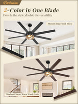 65 Inch Farmhouse Ceiling Fan with Lights & Remote Control, Quiet Reversible DC Motor, Wooden Blades, Seeded Glass Lampshade - Ideal for Bedroom, Living Room, Dining Room Fanbulous