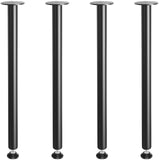 VEVOR 30 Inch Adjustable Desk Legs, Reinforced Steel Office Table Furniture Legs Set of 4 for DIY, 1200 lbs Load Capacity Heavy Duty Desk Legs, Quick Instalation Legs with Adjustable Foot Cup Black VEVOR