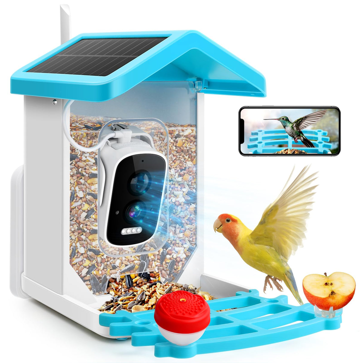 Bird Feeder with Camera, 2K HD AI Identify Bird Species & 64G SD Card, Smart Bird House with Cam, Solar Bird Feeder Camera, Bird Watching Camera, Auto Capture Bird Videos, Gifts for Bird Lovers AUTGA