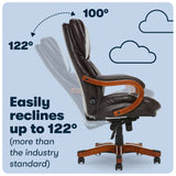 Serta Big and Tall Executive Office Chair with Wood Accents, Adjustable High Back Ergonomic Computer Chair with Lumbar Support, Bonded Leather, Brown Serta