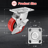 Nefish 4 Inch Heavy Duty Casters Wheels, Industrial Grade Polyurethane Casters Set of 4 with Dual Ball Bearing, Solid Polyurethane Wheel 2500 Lb, Plate Swivel Casters for Cart, Industrial, Machine Nefish