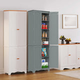 Function Home Tall Pantry Cabinet, Freestanding Storage Cabinet, Wooden Kitchen Pantry with 4 Doors and 5 Shelves, 72" Floor Cabinet Organizer for Kitchen Living Room Bathroom, Grey Function Home