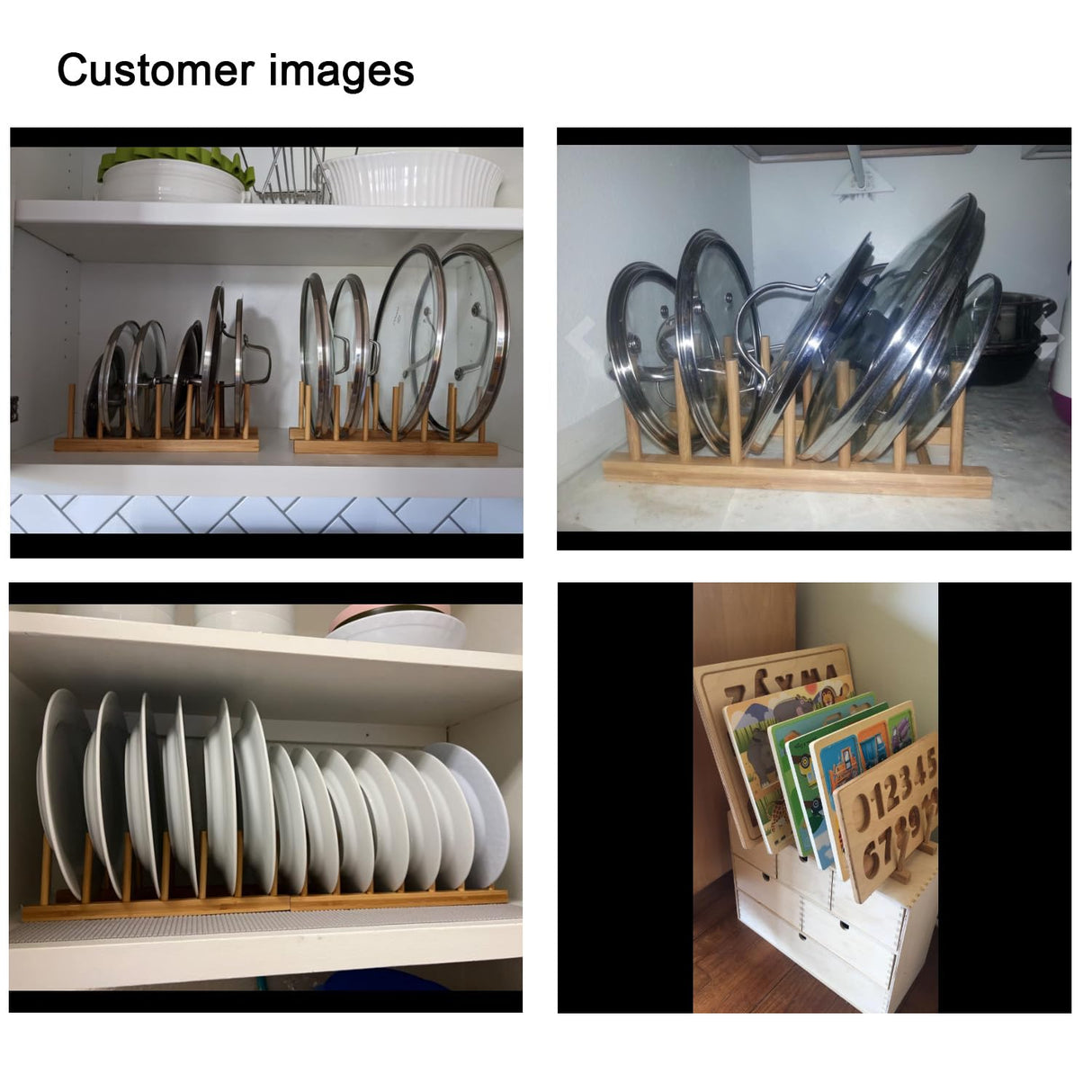 INNERNEED Bamboo Wooden Plate Racks Dish Stand Holder Kitchen Storage Cabinet Organizer for Dish/Plate/Bowl/Cup/Pot Lid/Cutting Board (Pack of 2) INNERNEED