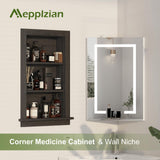 Mepplzian Recessed Medicine Cabinet,14x24 in Wall Bathroom Cabinet with Storage,Bathroom Niche for Shower Wall for Bedroom/Hallway,Black Shower Wall Niche Insert for Drywall,MDF Mepplzian